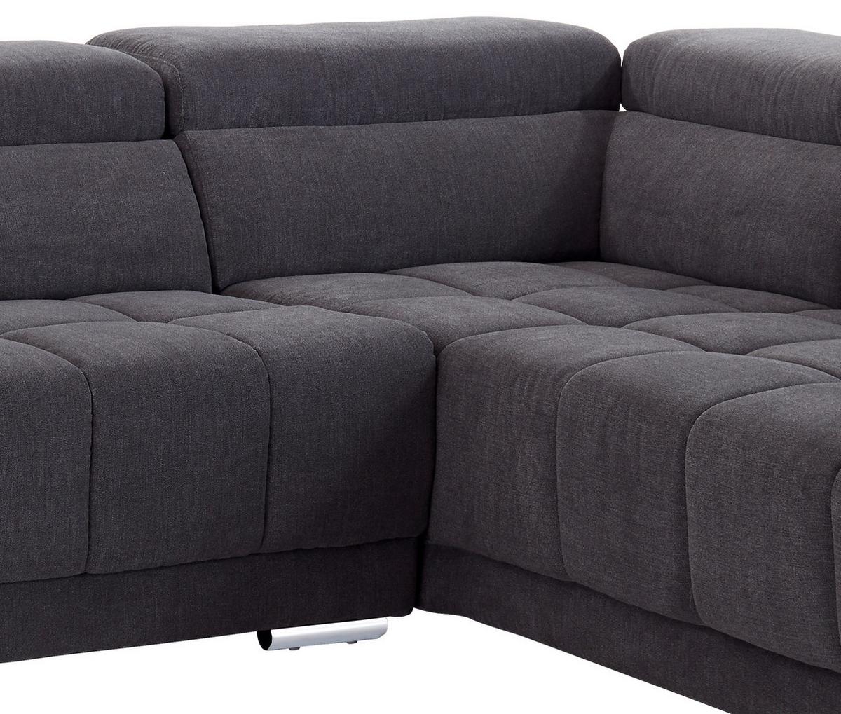 Ecksofa mit Relaxfunktion Hogan Ra, Grau - Silberfarben/Grau, MODERN, Holz/Textil (299/212cm) - Livetastic