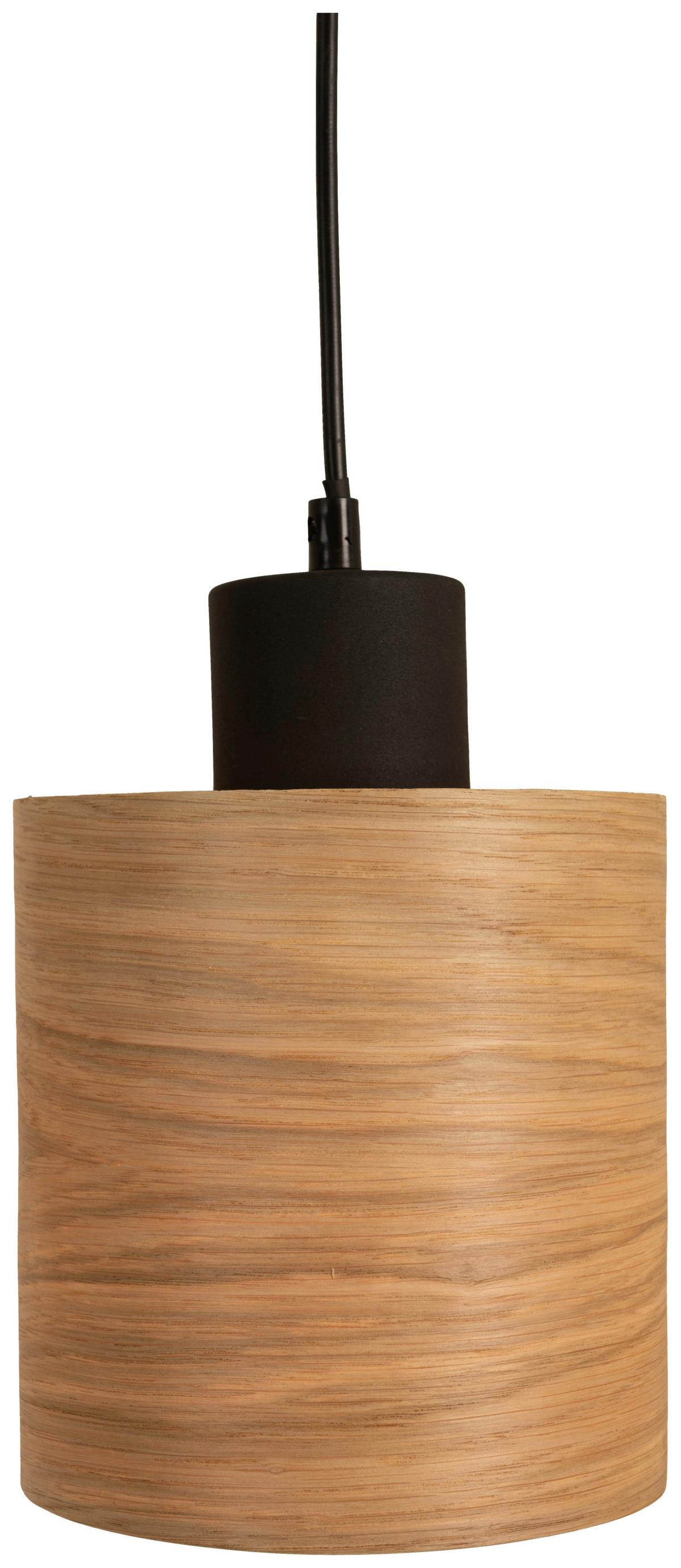 Závěsné svítidlo Bulgi - černá/barvy dubu, Konvenční, kov/dřevo (75/15/120cm) - Modern Living