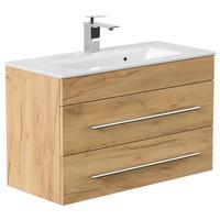 Badezimmer Portus Eiche Dekor B: 80,4 cm - Eichefarben/Weiß, MODERN, Keramik/Holzwerkstoff (80,4cm) - MID.YOU