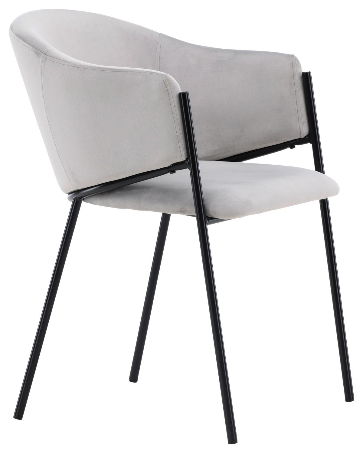 Stuhl-Set Evelina - Hellgrau/Schwarz, Design, Textil/Metall (54/80/62cm) - Livetastic
