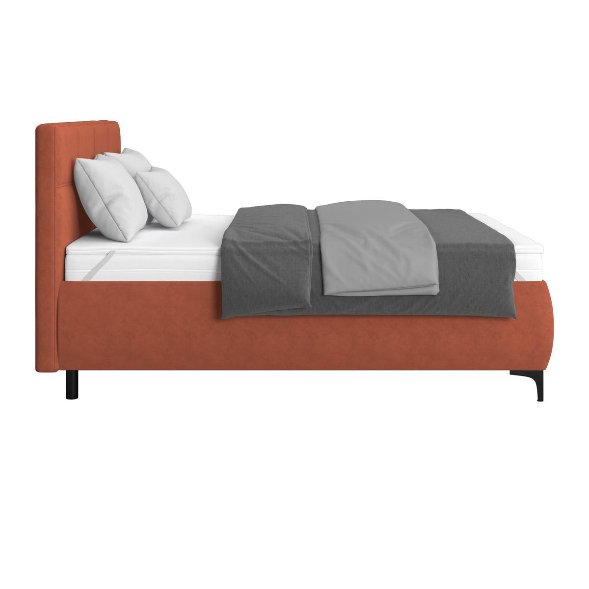 Polsterbett Zeni 140 - Rostfarben/Schwarz, KONVENTIONELL, Holz/Textil (140/200cm)