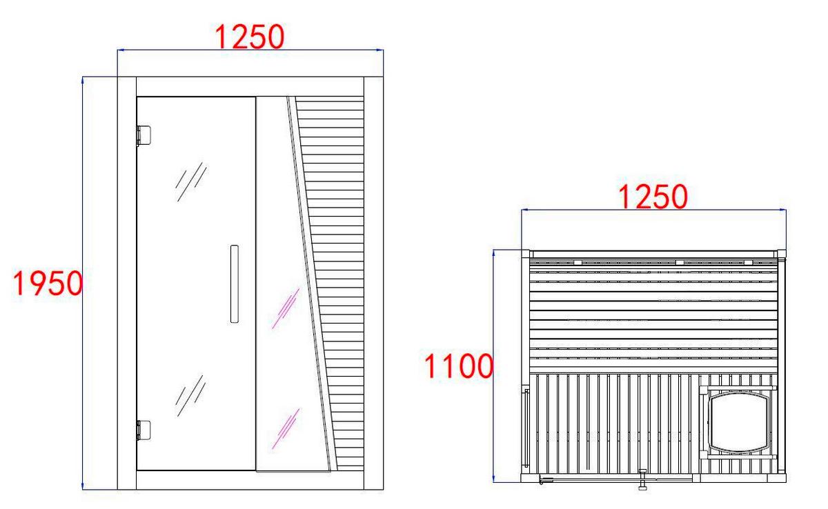 Sauna Finnische Tampere Braun - Naturfarben, Basics, Glas/Holz (110/195/125cm) - Sanotechnik