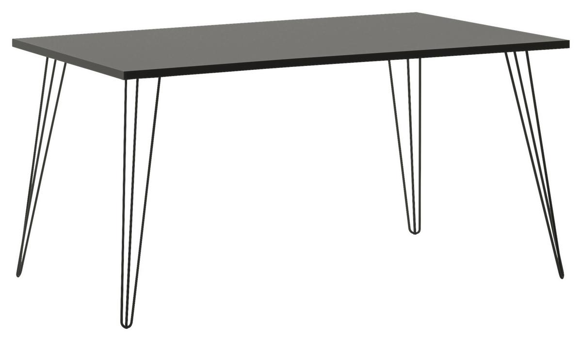 Schreibtisch Fynn Grau L: 160cm - Schwarz/Grau, Design, Holzwerkstoff/Metall (160/80/74cm) - MID.YOU