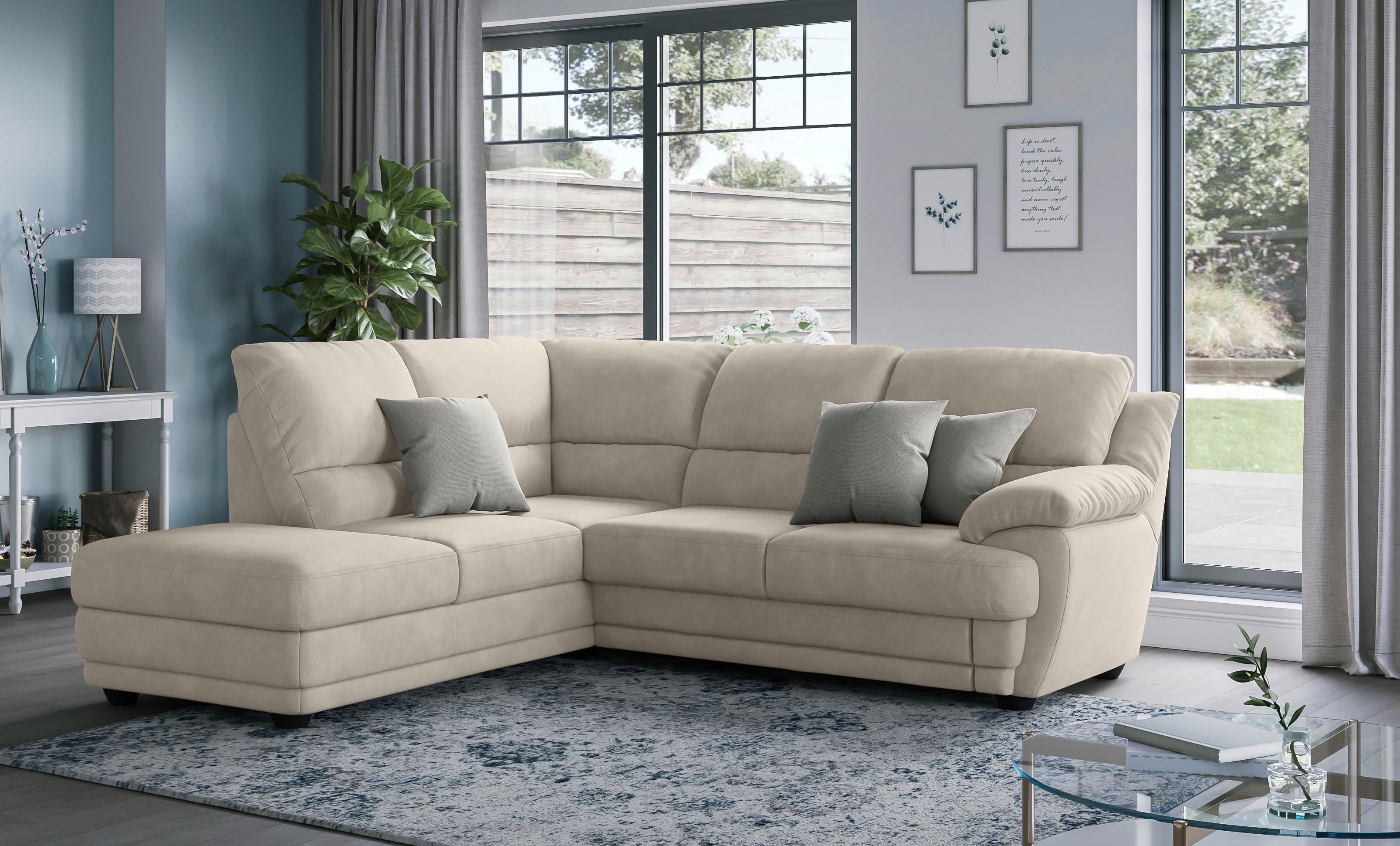 Ecksofa Nebolo Sandfarben Mikrofaser - Sandfarben, Design, Textil (225/245cm) - Livetastic