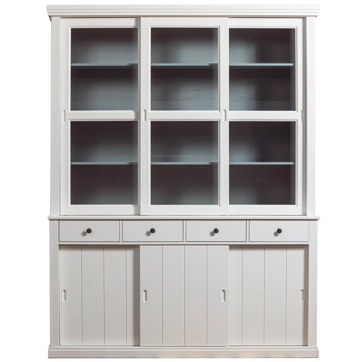 Vitrine Lagos Weiß B: 166 Cm - Weiß, Design, Glas/Holz (166/214/48cm) - Livetastic