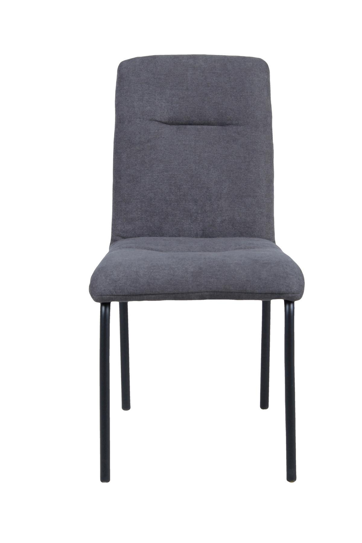 Stuhl-Set dunkelgrau, B: 44,5cm - Dunkelgrau/Schwarz, Design, Textil/Metall (44,5/87/55,5cm) - Livetastic