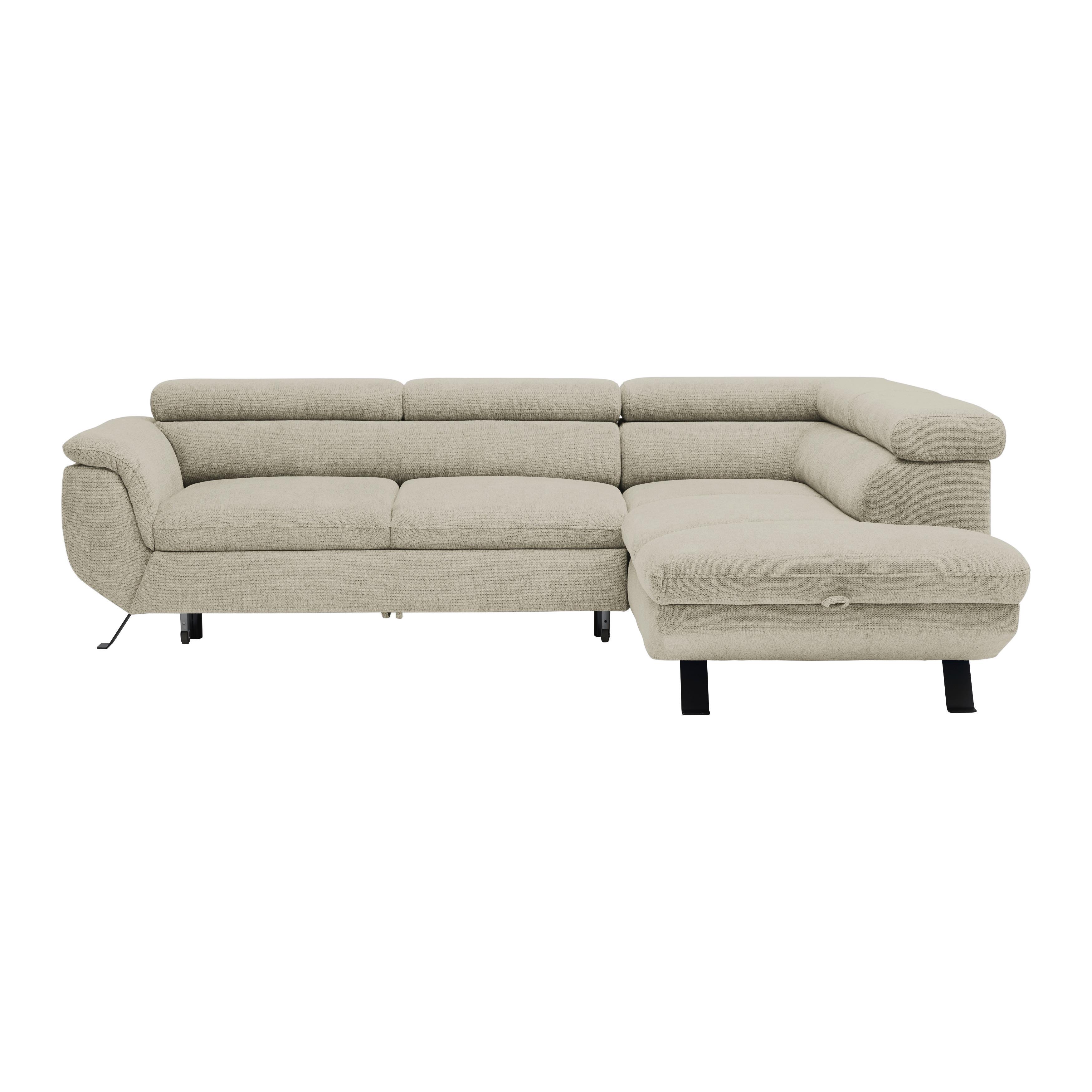 Rohová sedačka RAVEN, pravá, sivobéžová - čierna/sivobéžová, Modern, kov/textil (257/198cm) - Mömax