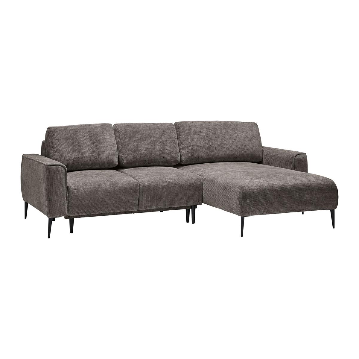 Rohová sedačka CUSTOM, pravá, tmavě šedá - černá/tmavě šedá, Moderní, kov/textil (255/164cm) - Mömax