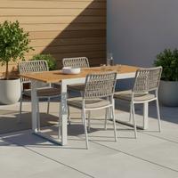 Gartentisch ausziehbar Naxos Akazie/Aluminium L: 80 cm - Silberfarben/Akaziefarben, KONVENTIONELL, Holz/Metall (80-120/74/70cm) - Gardenson