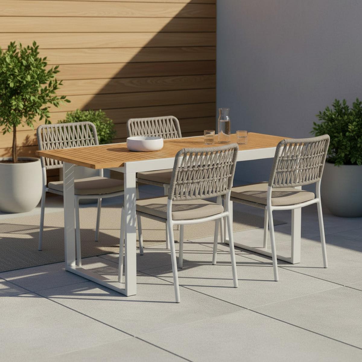 Gartentisch ausziehbar Naxos Akazie/Aluminium L: 80 cm - Silberfarben/Akaziefarben, KONVENTIONELL, Holz/Metall (80-120/74/70cm) - Gardenson