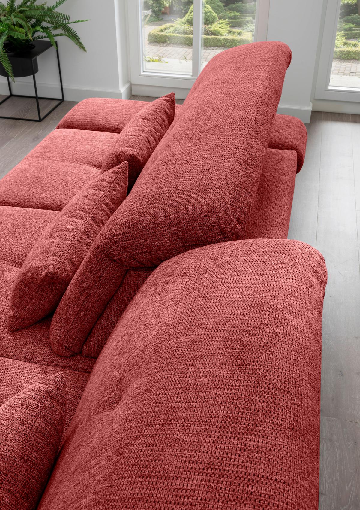 Ecksofa Dalida Rot S: 300x196 cm - Chromfarben/Rot, MODERN, Textil (300/196cm) - Livetastic