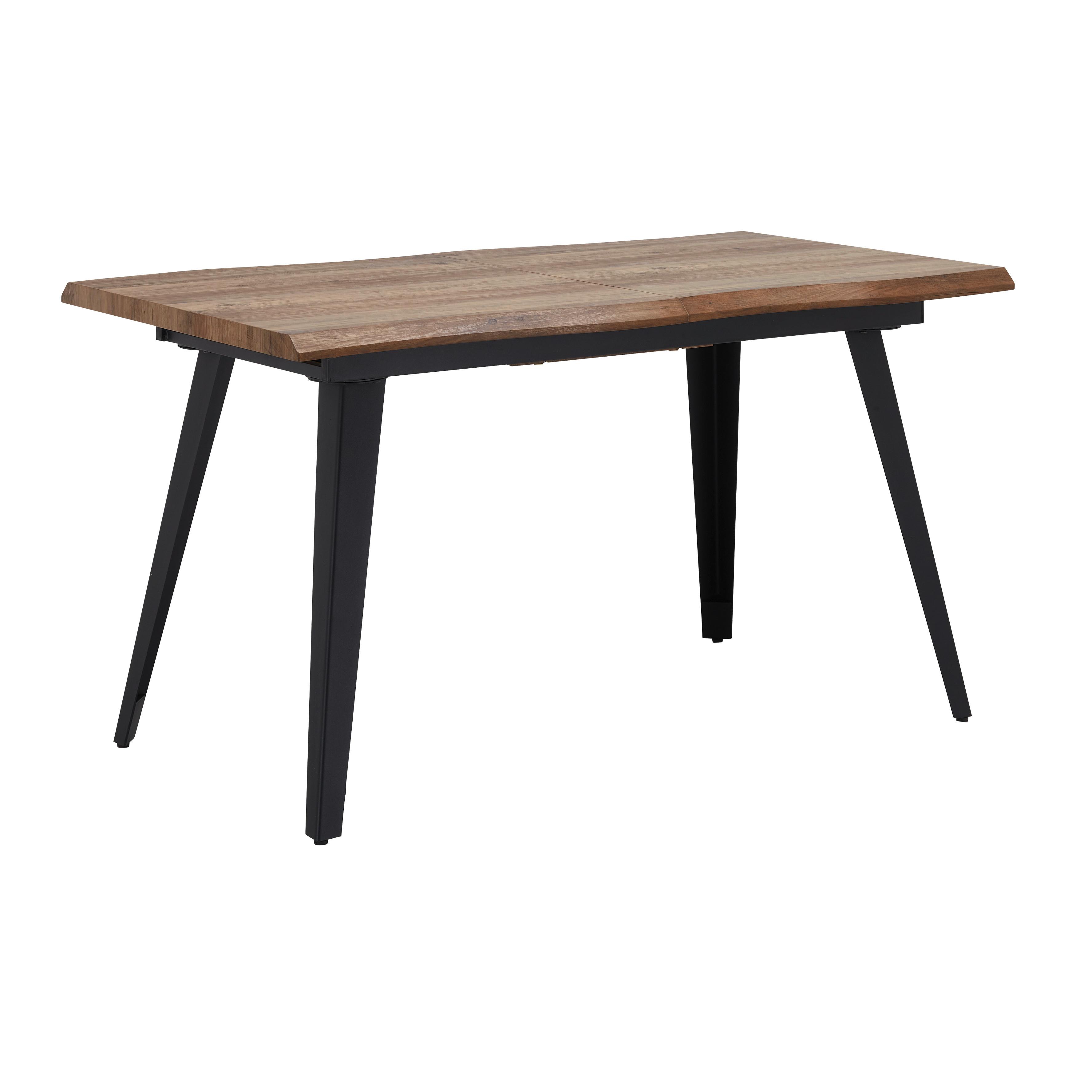 Rozkladací jedálenský stôl Ján 140-180x80cm - čierna/farba vlašského orecha, Modern, kov/kompozitné drevo (140-180/80/76cm) - Bessagi Home
