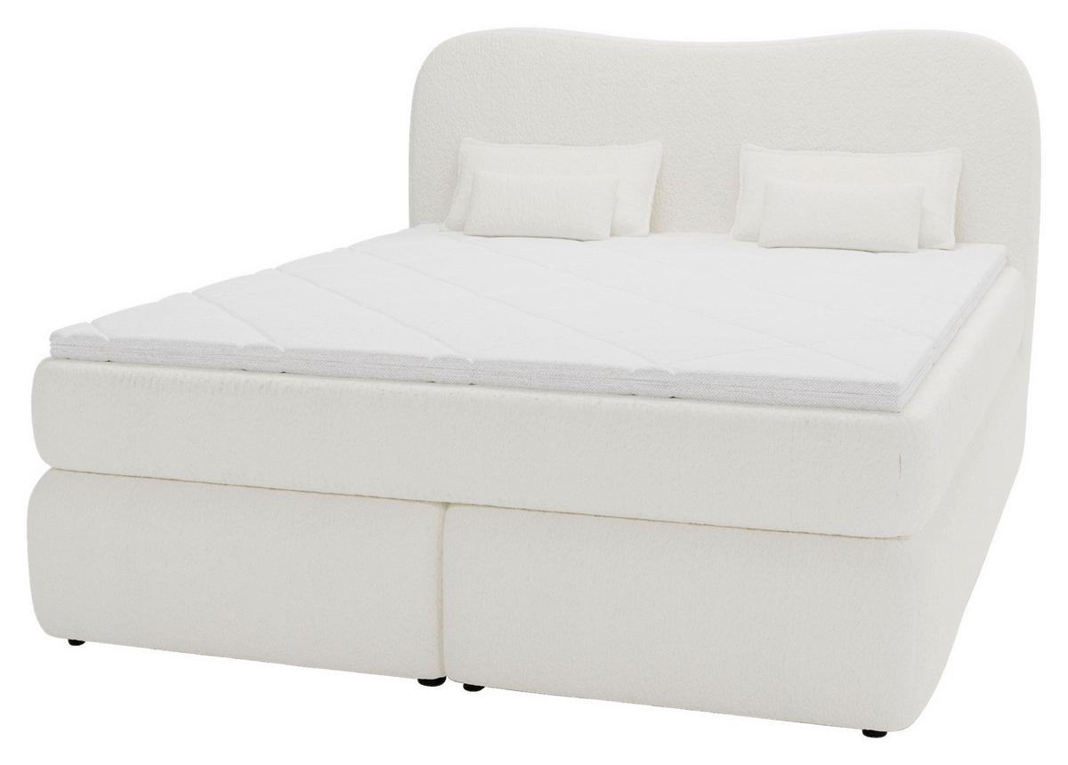 Boxspringbett Mit Topper 180x200 Isla - Beige/Buchefarben, Basics, Holz/Holzwerkstoff (180/200cm) - Livetastic