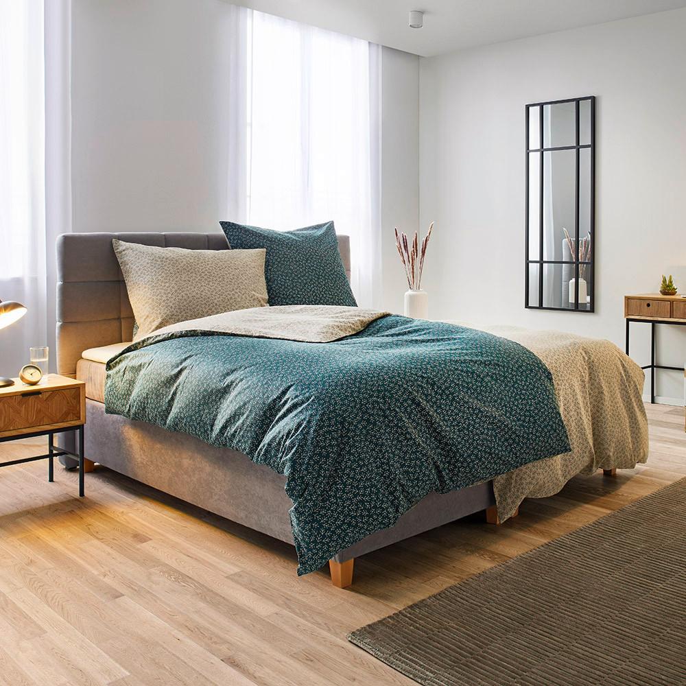 Boxspring posteľ sivej farby Jerry, 180x200