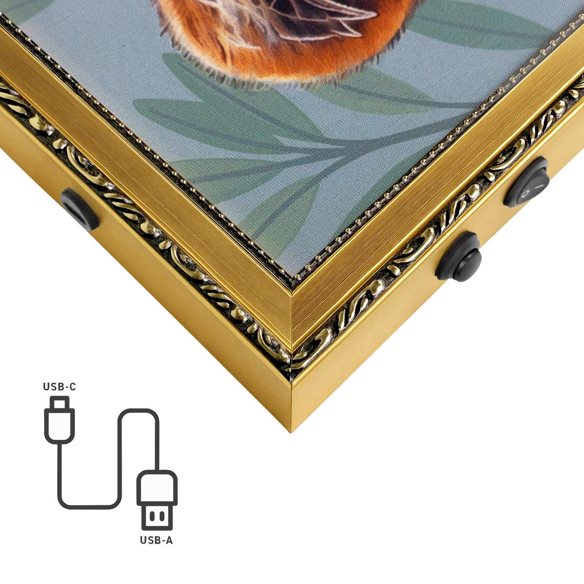 LED-Bild Neon Panther - Schwarz/Orange, Basics, Holzwerkstoff/Kunststoff (50/70/3,5cm)