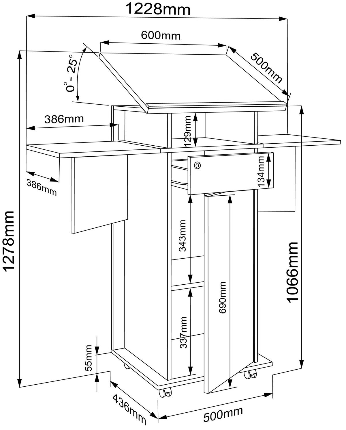 Stehpult Salia Weiß, Honigeiche B: 123 Cm - Honigeiche/Weiß, Design, Holzwerkstoff (123/128/44cm) - MID.YOU