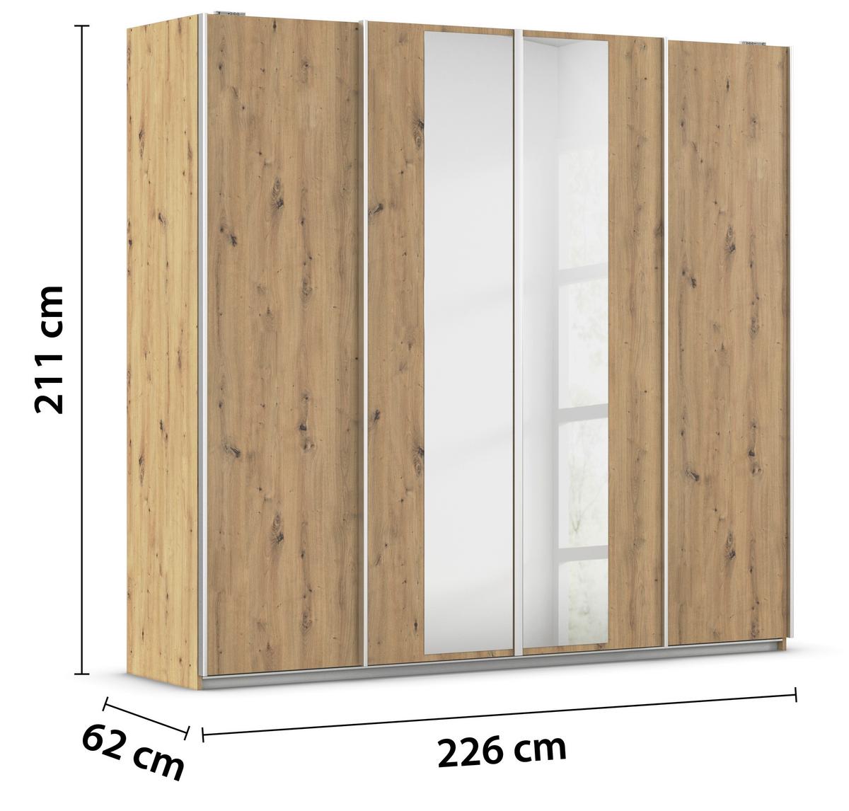 Schwebetürenschrank Altera Eiche Artisan Dekor B: 226 cm - Klar/Eiche Artisan, MODERN, Holzwerkstoff (226/211/62cm) - Rauch Möbel