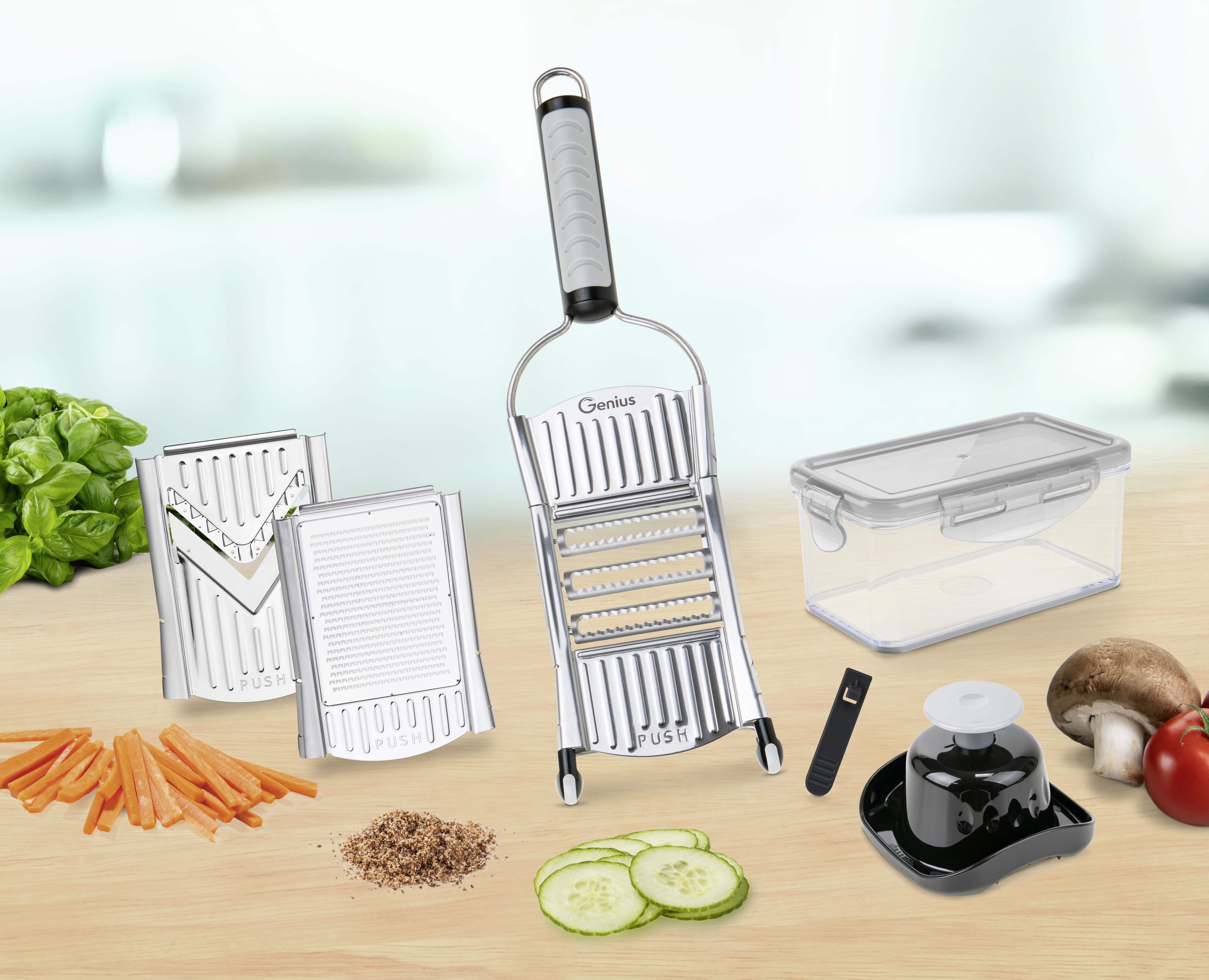 Küchenreibe Nicer Dicer Speed Metall, 9er-Set - Edelstahlfarben, Basics, Metall - Genius