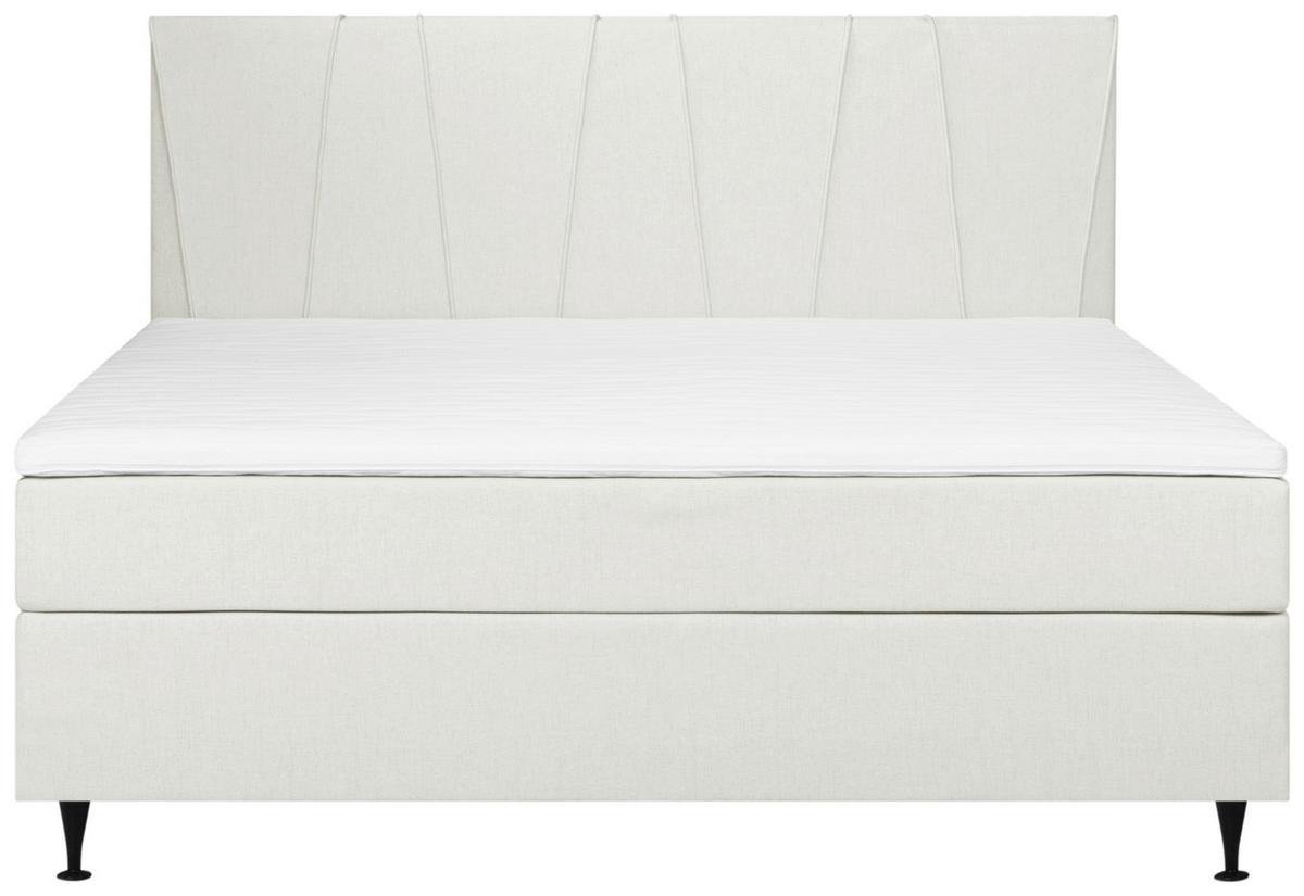 Boxspringbett Mit Topper 160x200 Cm Wels, Creme - Creme/Schwarz, MODERN, Textil (160/200cm) - MID.YOU