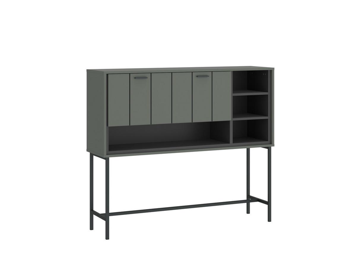 Bar Shirley Grau/Grün/Schwarz B: 127 cm - Schwarz/Grau, Design, Holzwerkstoff (127/112,5/40cm)