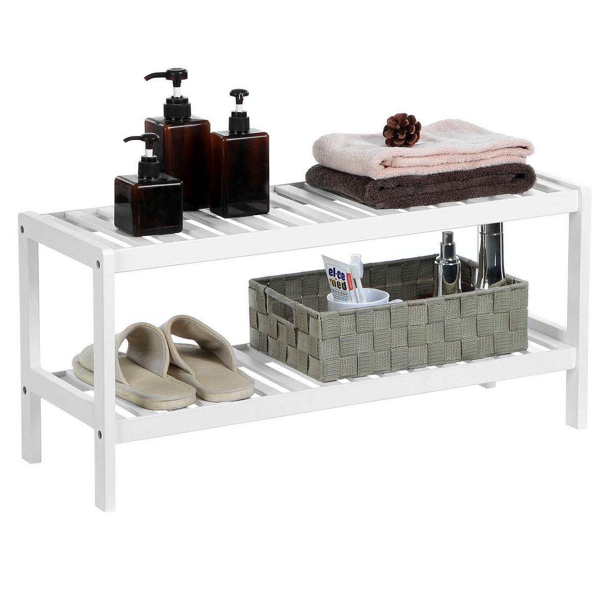 Regál na topánky bambus - biela, Trend, drevo (70/33/26cm) - Boxxx