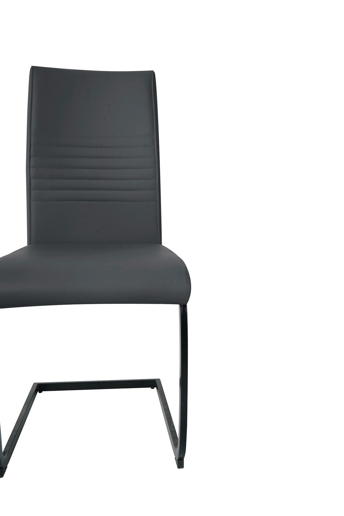 Stuhl-set Lederlook Grau, B: 42cm - Schwarz/Grau, Design, Kunststoff/Textil (42/97/59cm) - Livetastic