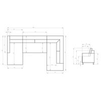 Sedačka LEONIE U, levá, vintage hnědá - černá/hnědá, Moderní, kov/textil (198/304/149cm)