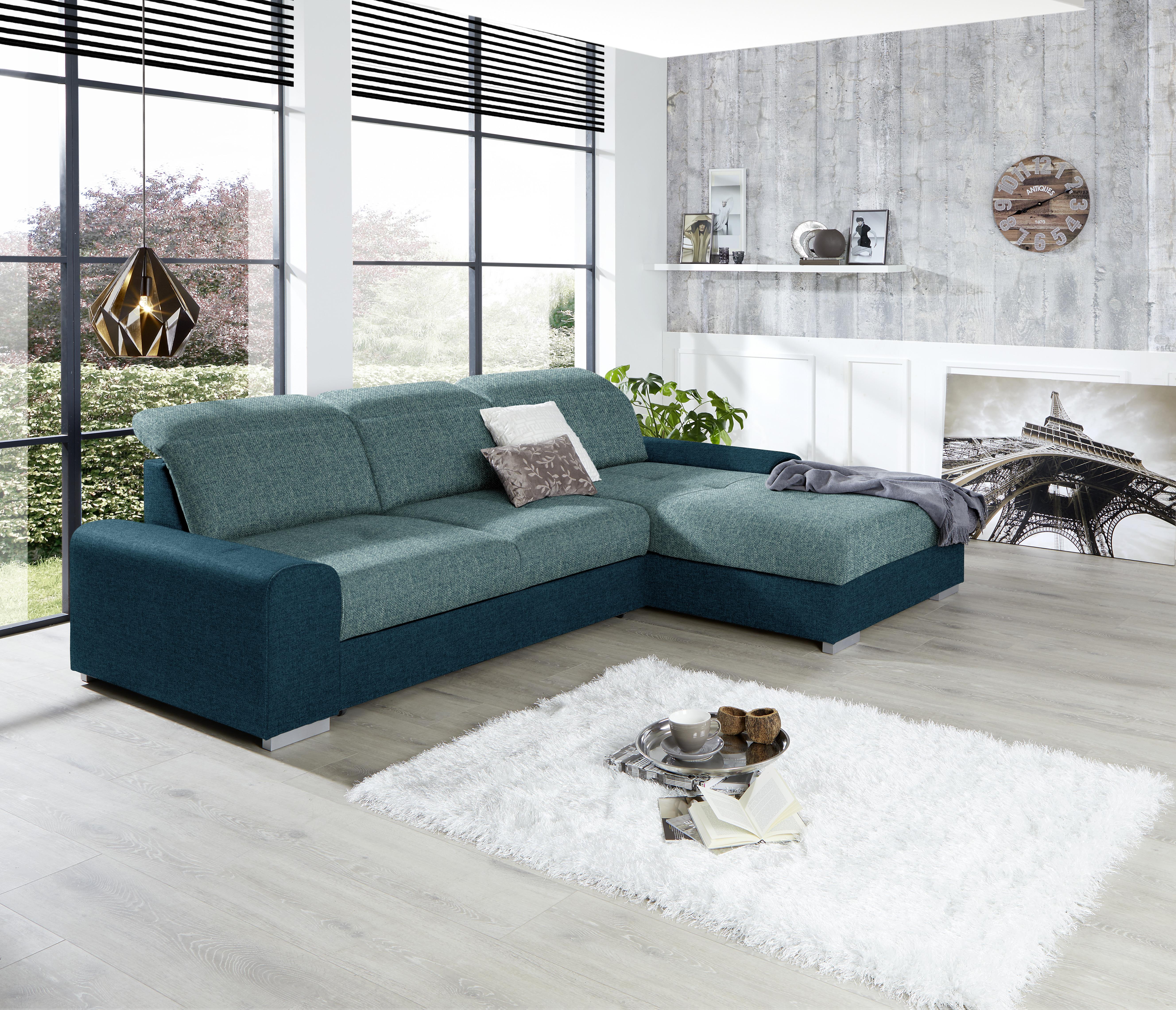 Sarokkanapé Malaga - Türkiz/Kék, konvencionális, Textil (286/203cm) - Ondega