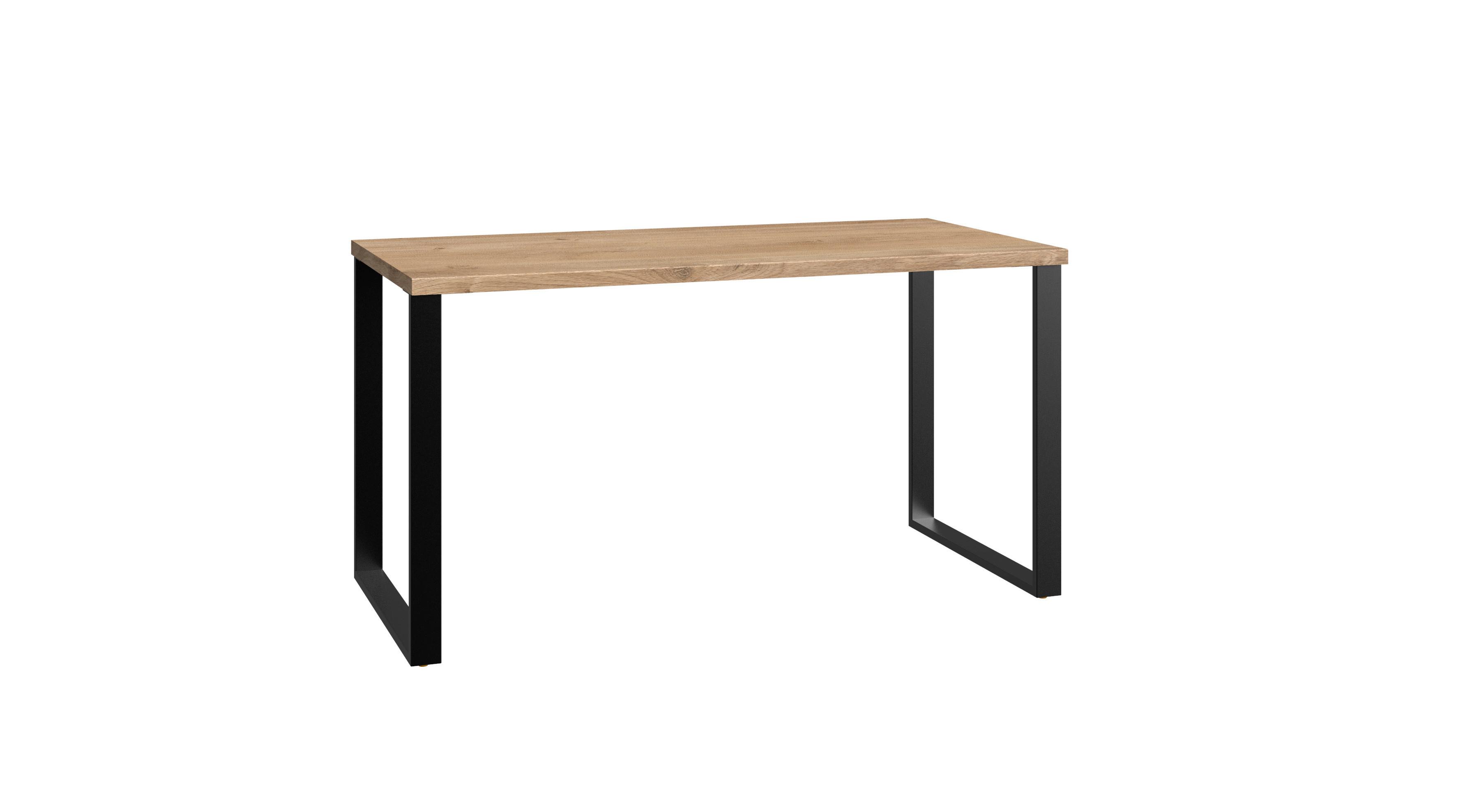 Íróasztal Liverpool - grafitszürke/tölgyfa színű, Design, faalapú anyag/fém (140/75/70cm) - MID.YOU