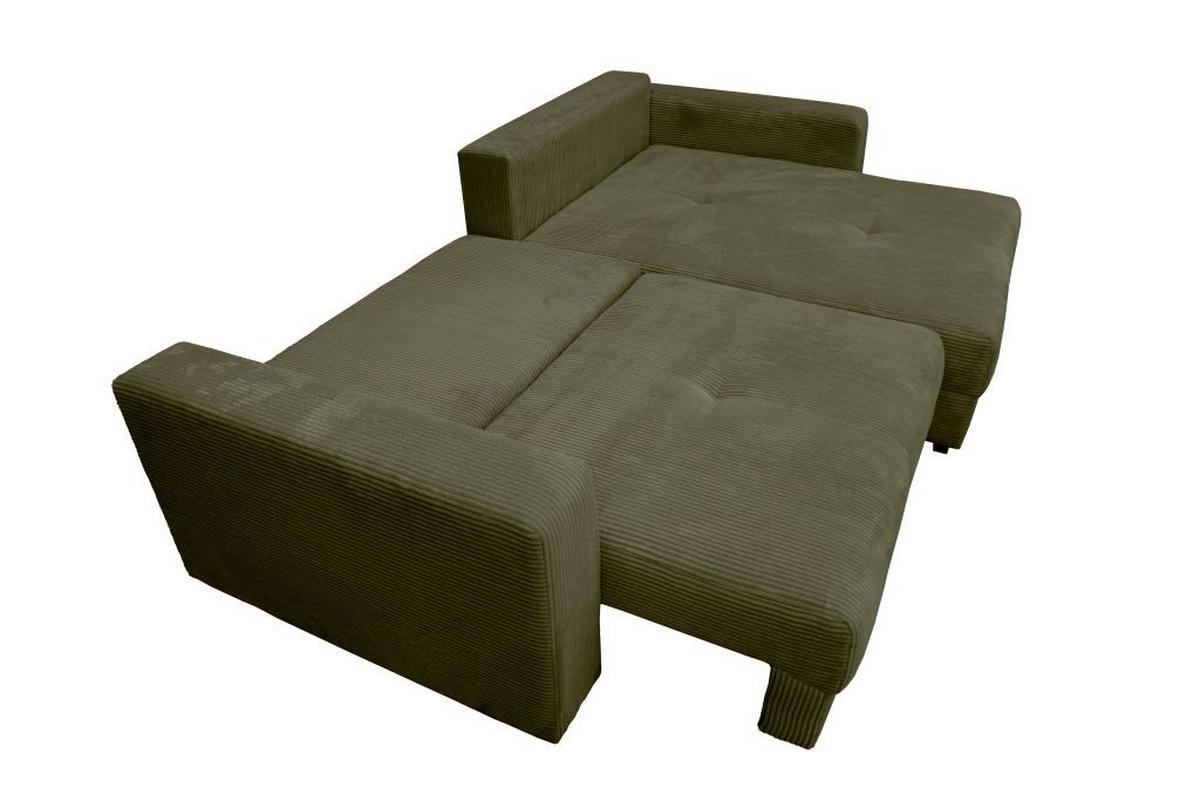 Rohová sedačka XELA, sezení boxspring, khaki manš. - černá/khaki, Moderní, textil (265/170cm)