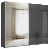 Tolóajtós Szekrény Feldkirch 271/229 Cm - magasfényű antracit/ezüstszínű, Modern, faalapú anyag/Üveg (271/229/62cm)