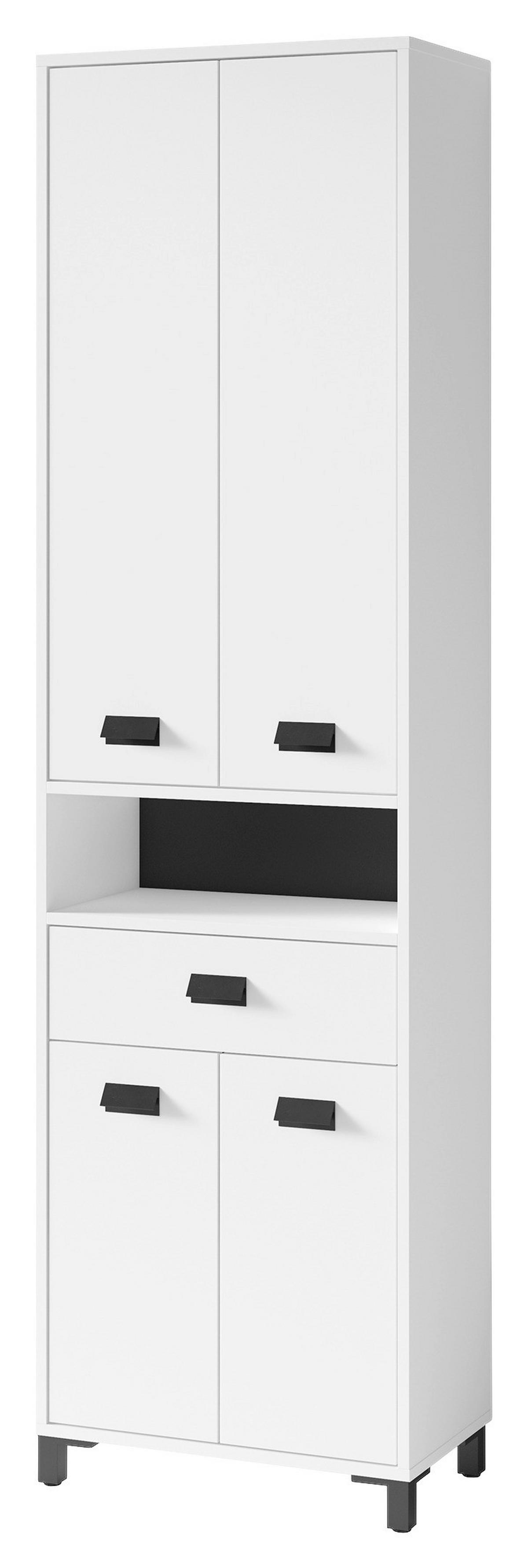 Hochschrank Wellness Weiß/Schwarz B: 54 cm - Schwarz/Weiß, MODERN, Holzwerkstoff (54/193/31cm) - MID.YOU