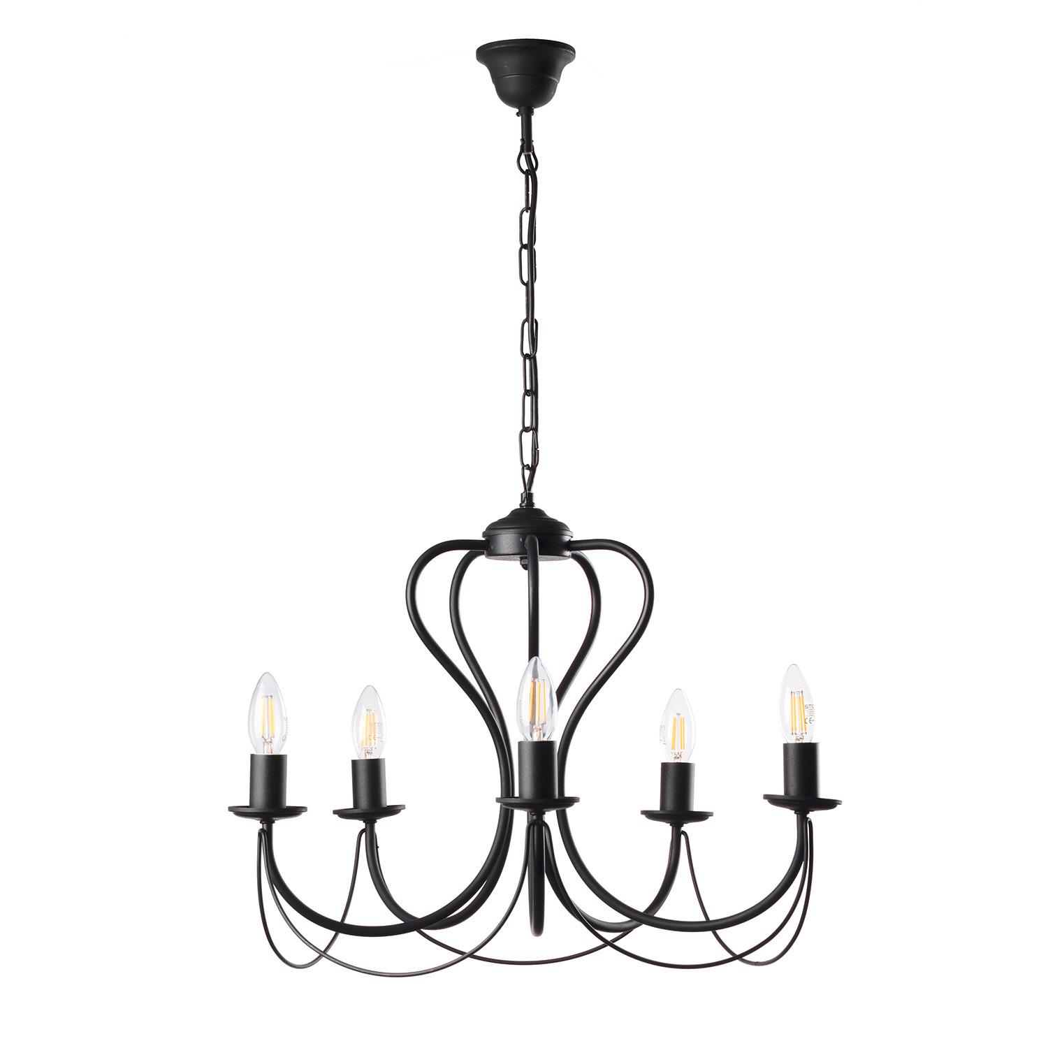Kronleuchten 4236/5n 5xe14 Schwarz, Metall - Schwarz, Basics, Metall (55/105cm)
