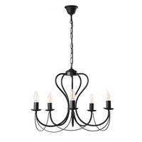 Kronleuchten 4236/5n 5xe14 Schwarz, Metall - Schwarz, Basics, Metall (55/105cm)