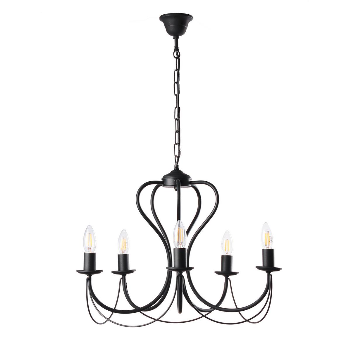 Kronleuchten 4236/5n 5xe14 Schwarz, Metall - Schwarz, Basics, Metall (55/105cm)