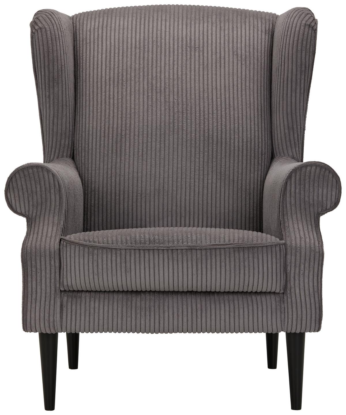 Kreslo - ušiak VIOLA, tmavosivý menčester - čierna/tmavosivá, drevo/textil (82/95/85cm) - Mömax