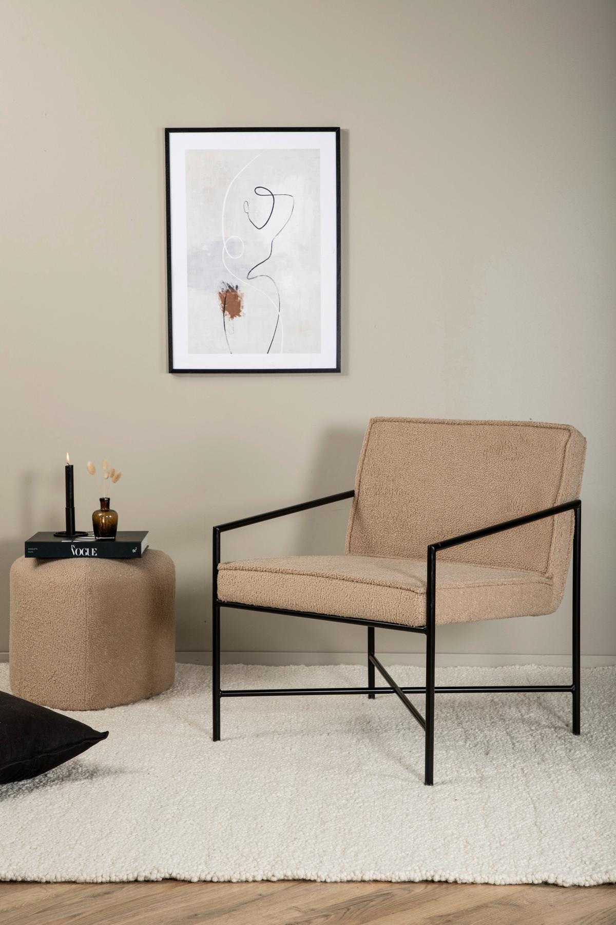 Sessel Rakel - Beige/Schwarz, Design, Textil/Metall (66/78/65cm) - Livetastic