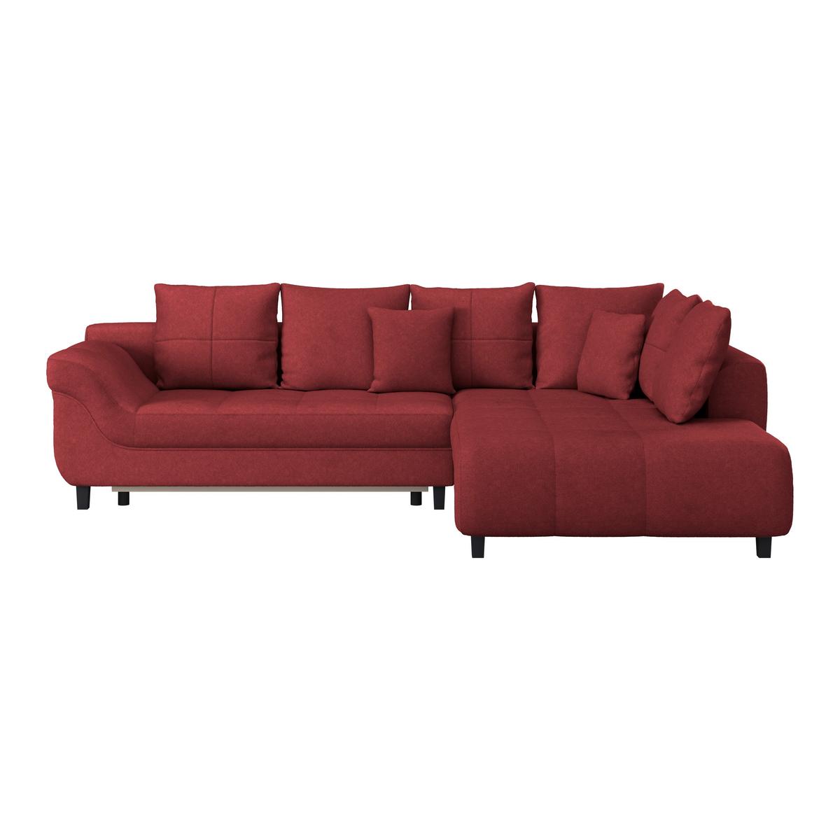Ecksofa Mendoza - Rot/Schwarz, Design, Textil (309/197cm) - Ondega