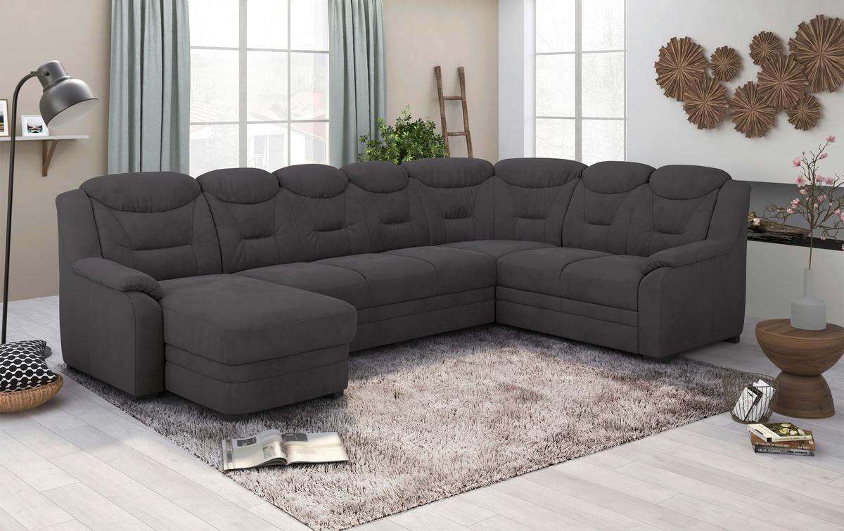 Wohnlandschaft Marcus - Anthrazit/Schwarz, Basics, Textil (330/99/211cm) - MID.YOU