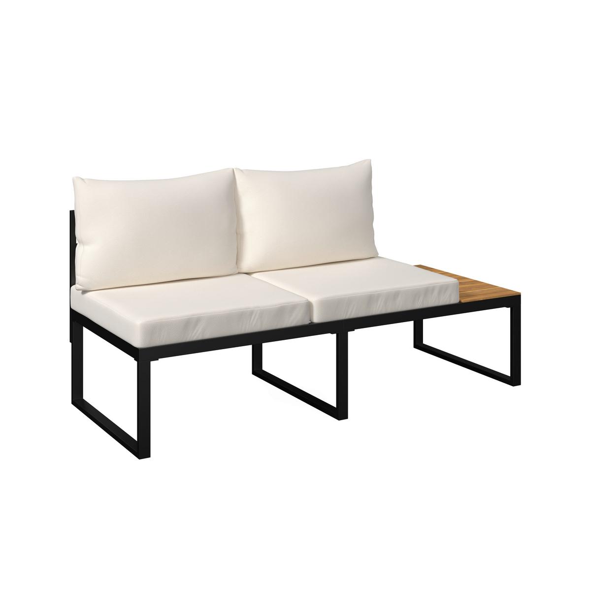 TERASOVÁ SEDACIA SÚPRAVA ADRIANO - čierna/farba akácie, Modern, kov/drevo - Bessagi Garden