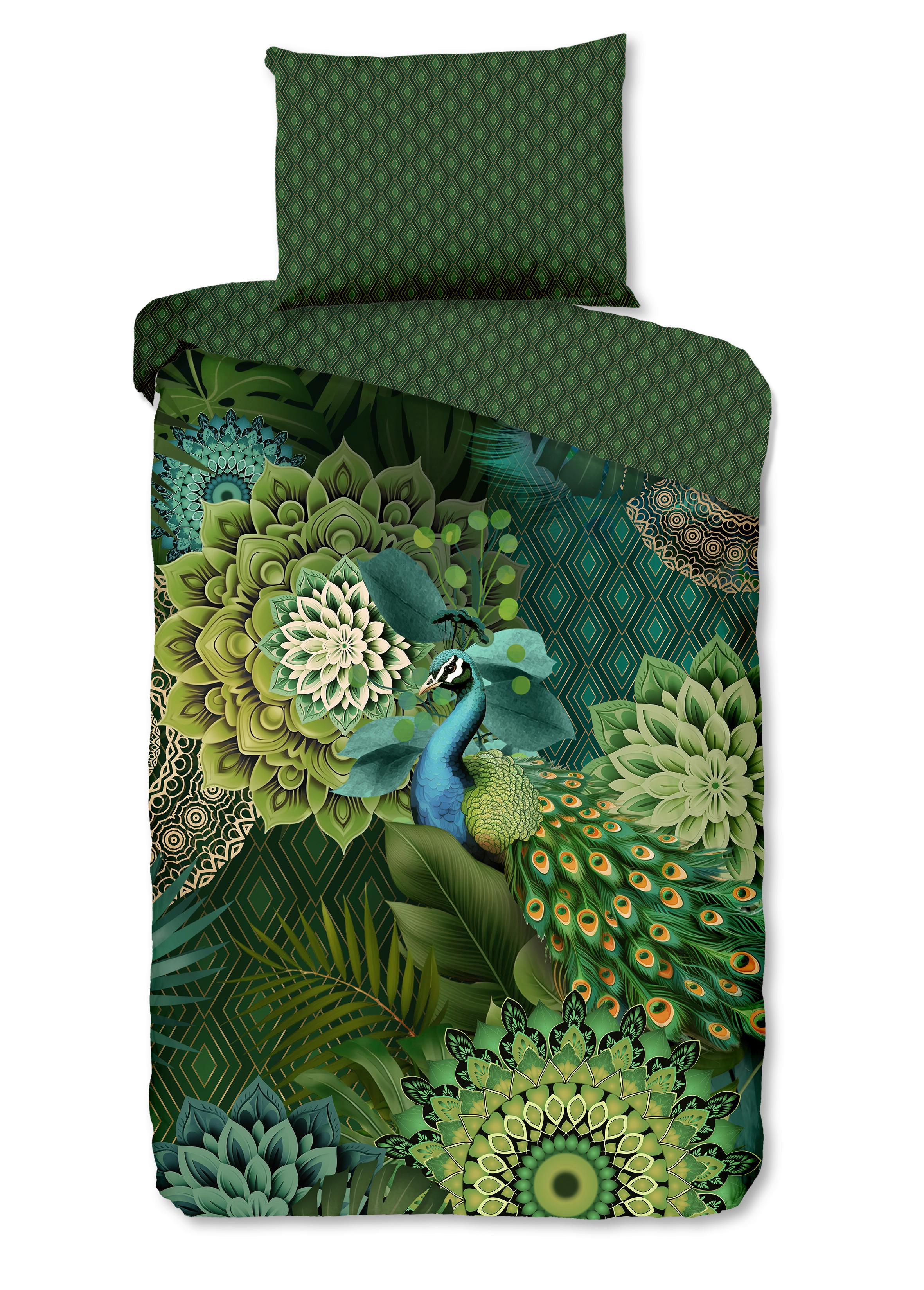 BETTWÄSCHE AGATHA - Dunkelgrün/Grün, Design, Textil (140/200cm)