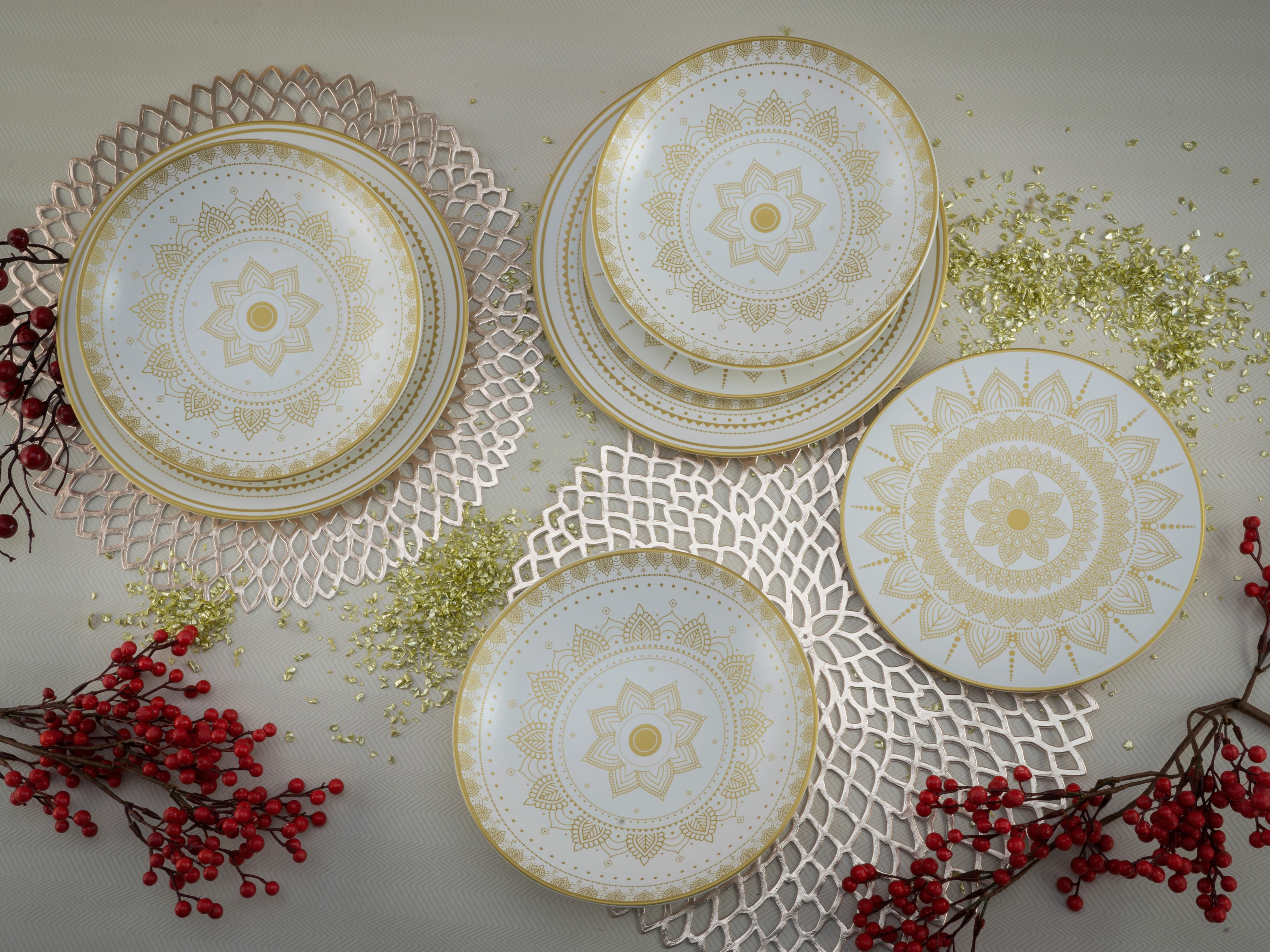 Tafelservice von CREATABLE in Weiß und Gold