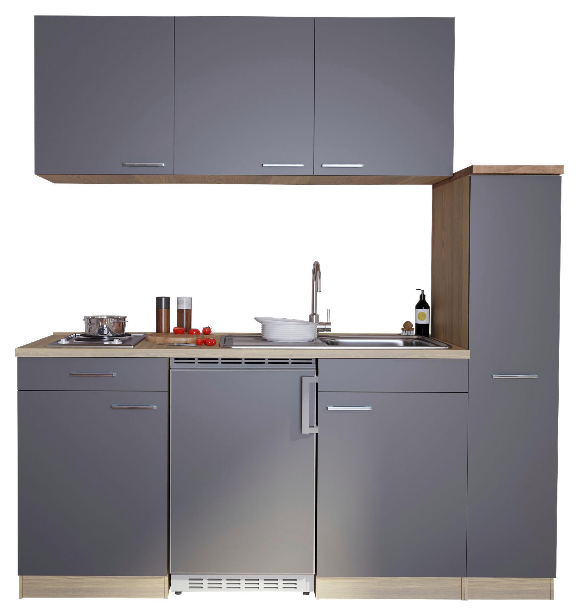 Küchenblock Luis Singleküche 180 cm - Eichefarben/Grau, Basics, Holzwerkstoff (180cm) - Respekta