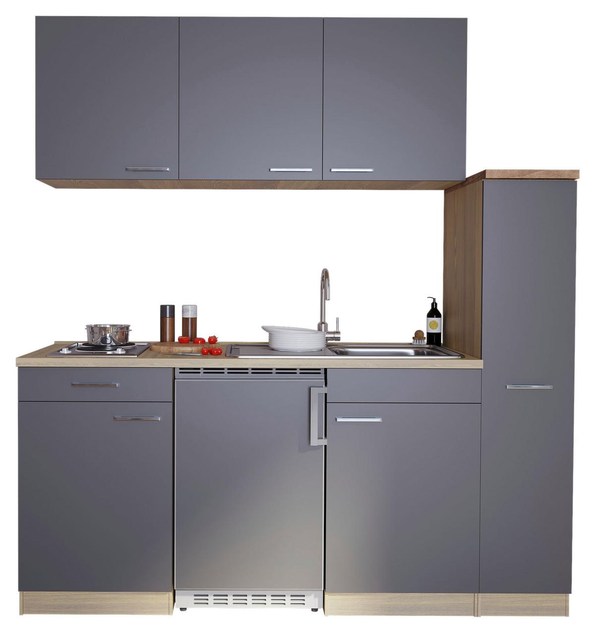 Küchenblock Luis Singleküche 180 Cm - Eichefarben/Grau, Basics, Holzwerkstoff (180cm) - Respekta