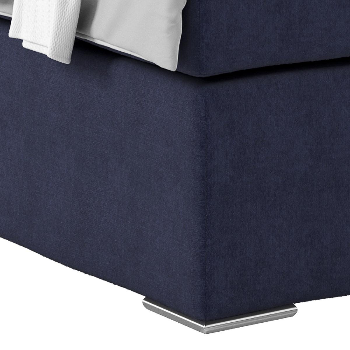 Manželská posteľ Nero, 160x200, tmavomodrá - modrá/chrómová, Konventionell, kov/textil (160/200cm)