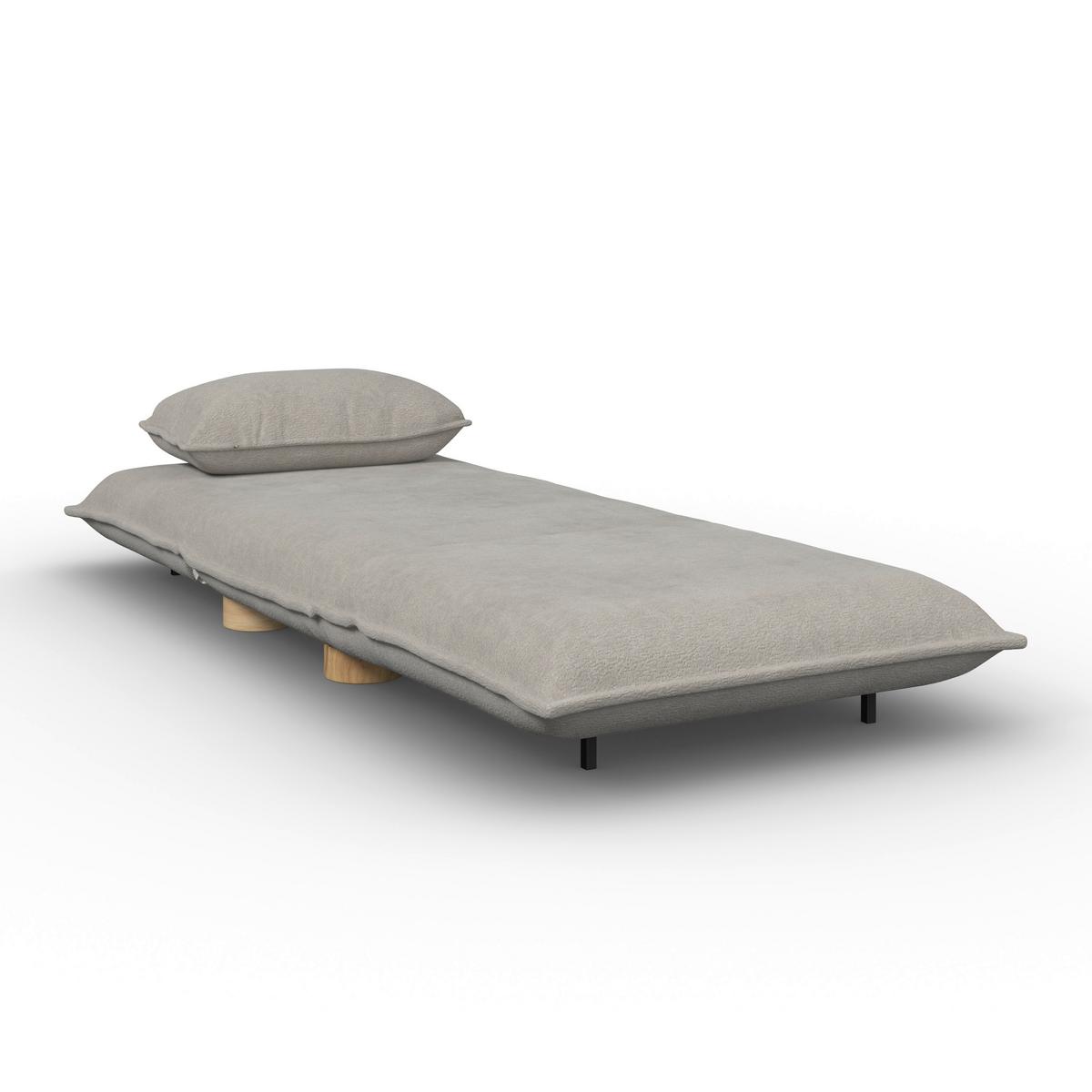 Rozkladacie kreslo BELLA, béžová, max. 120 kg - prírodná farba/béžová, Modern, kov/drevo (83/41/63cm) - Bessagi Home