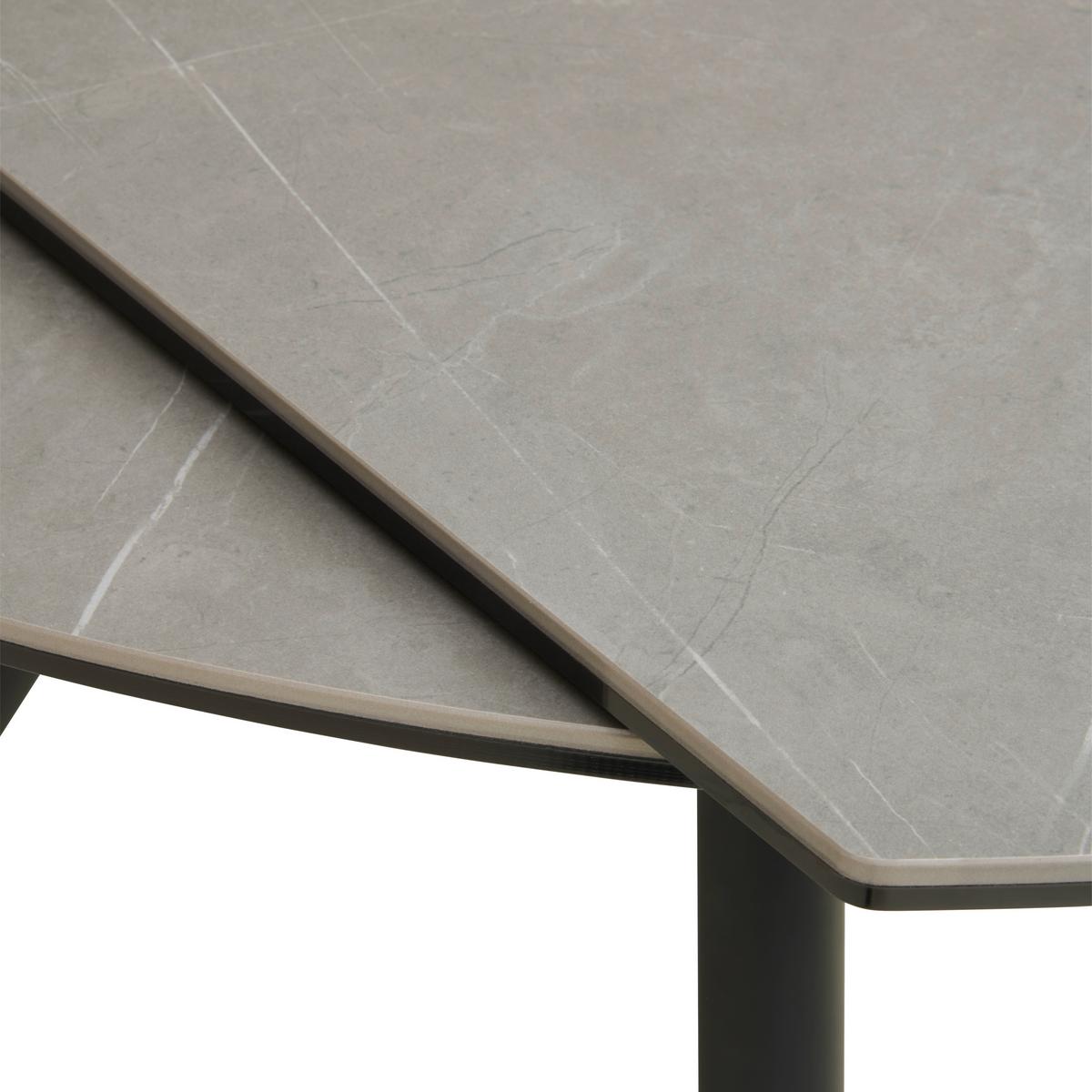 Esstisch Dalia - Schwarz/Grau, LIFESTYLE, Glas/Keramik (80-130/75-77/130cm) - MID.YOU