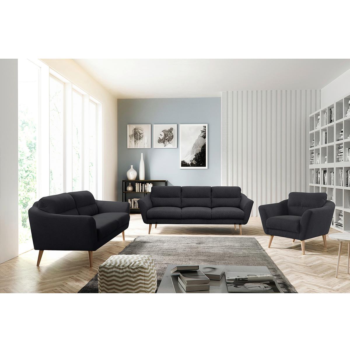 2-Sitzer-Sofa Tromso Anthazit B: 158 cm - Anthrazit/Buchefarben, Design, Textil (158/87/88cm) - Livetastic