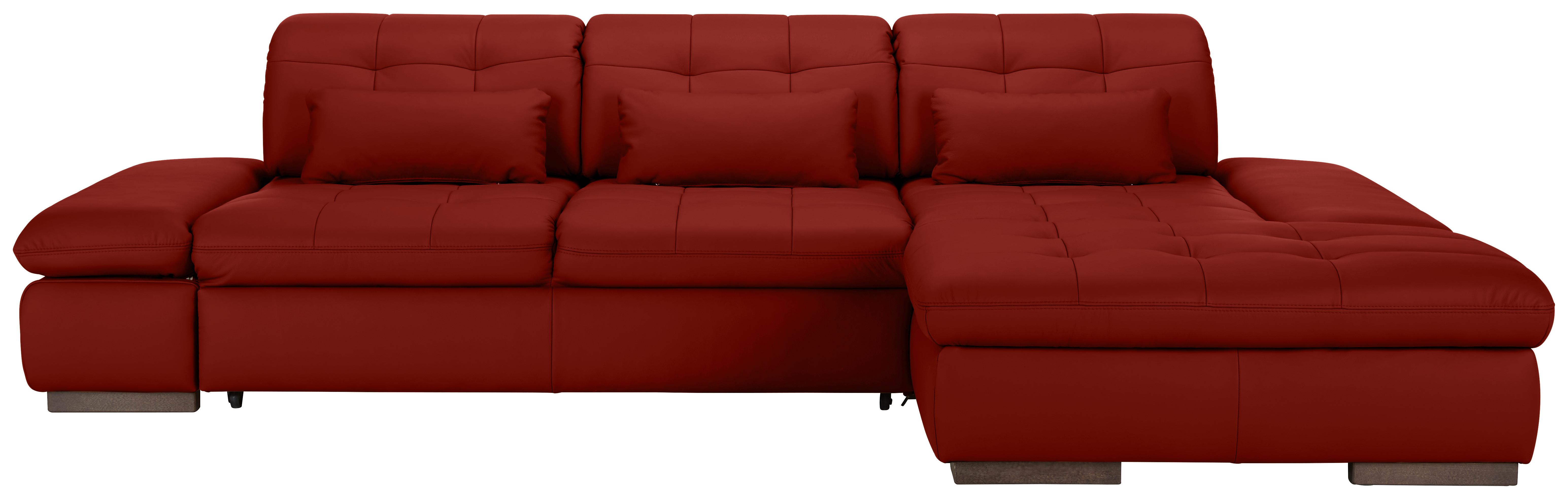 Rohová sedačka SANFINO, pravá, červená pravá kůže - barvy chromu/červená, Konvenční, kov/kůže (305/199cm) - Premium Living