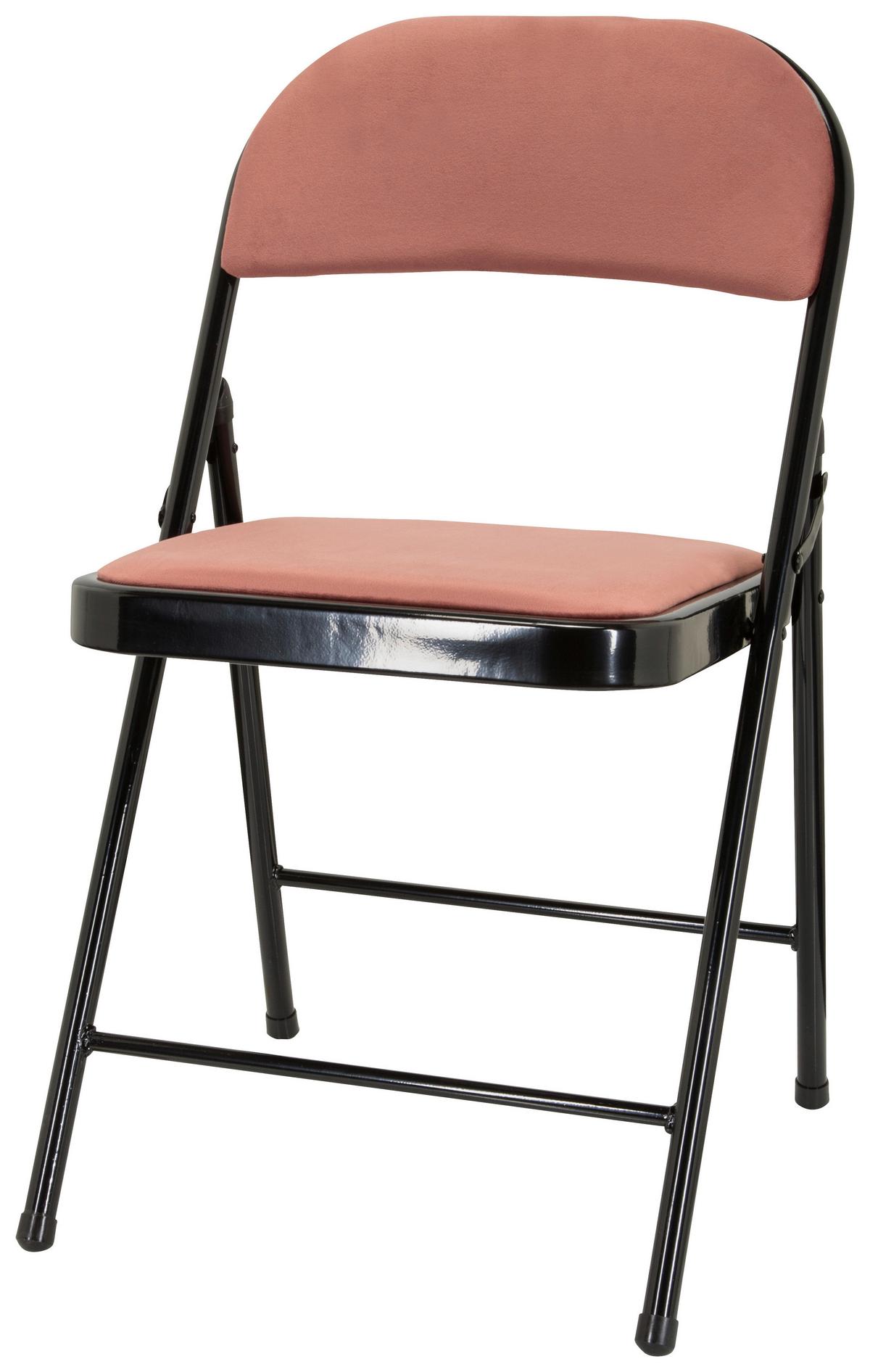 Klappstuhl Tudela I Rosa/Schwarz Samt - Schwarz/Rosa, Basics, Textil/Metall (44/80/49cm) - MID.YOU